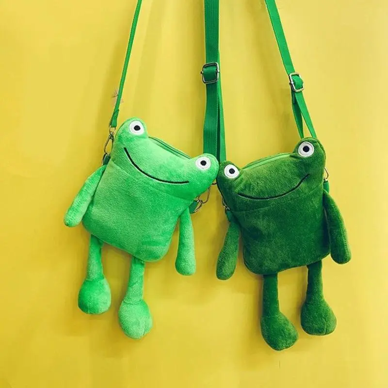 Creative Cartoon Shoulder Bag Cute Green Frog Crossbody Bag Women Messenger Bag Ins Girl Plush Bag Handbag