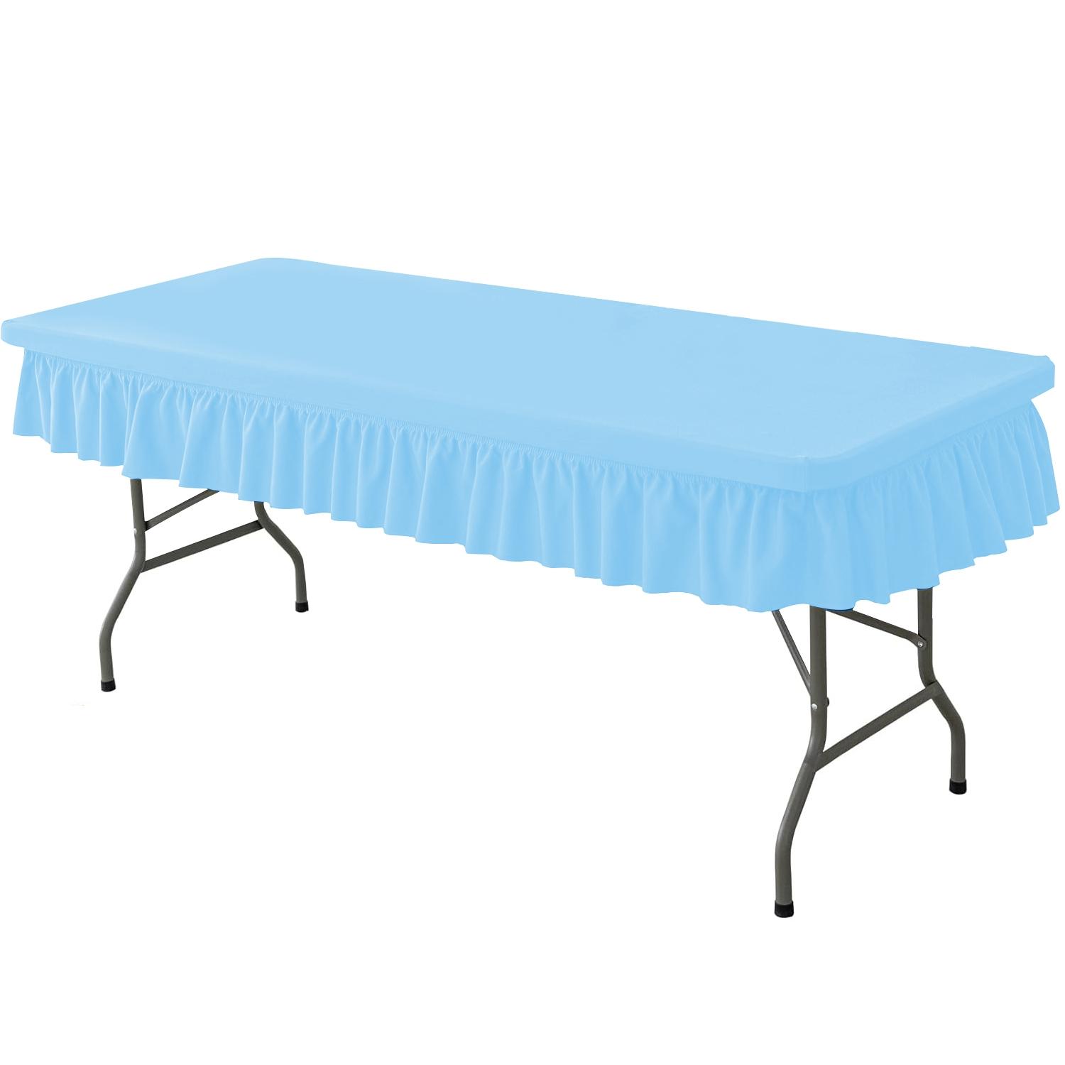 Stretchable Rectangular Tablecloth with Stretched Border Design, Wrinkle-Free Easy Wash, Smooth, Ideal for Weddings Parties and Table Protection, Portable Tablecloth