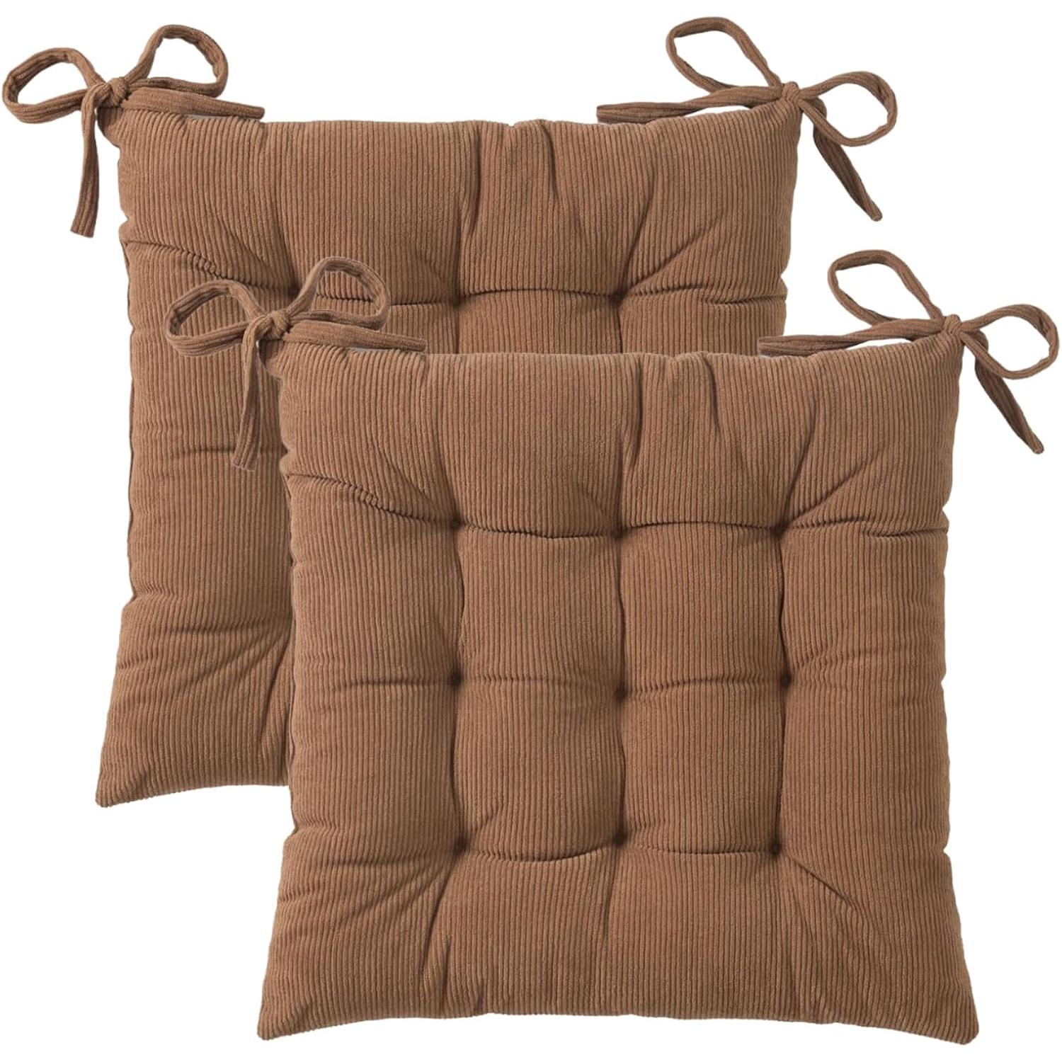 Corduroy Chair Cushion with Ties Ultra Soft Warm Floor Cushion for  Reading Nook Comfortable Square Seat Cushion for Adult 15.7”x15.7”, Khaki