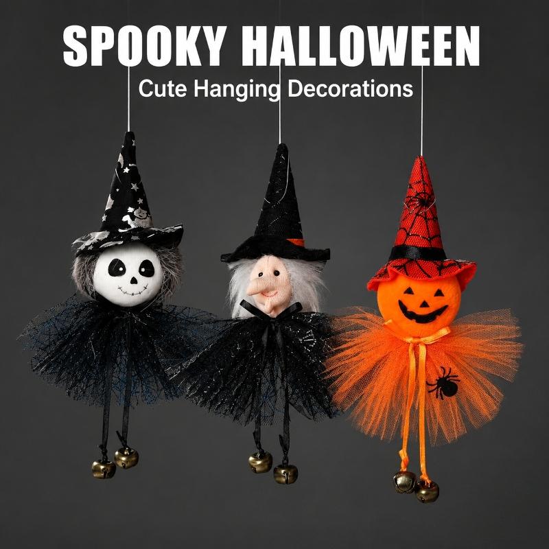 Halloween Spooky Hanging Witch Doll Ornament Scary Floating Witch Figure Yard Door Tree Wall Indoor Outdoor Party Decor Prop