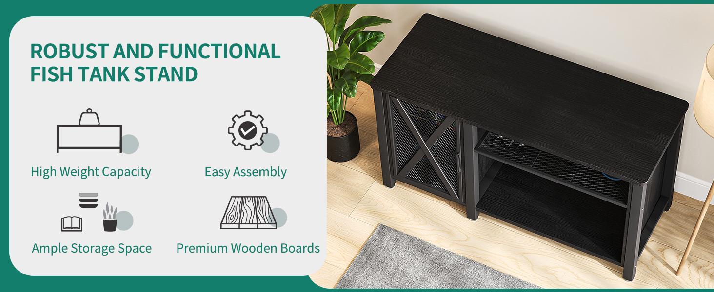 DWVO Heavy Duty Metal Aquarium Stand with Power Outlets, Cabinet for Fish Tank Accessories Storage - Suitable for 55-75 Gallon Fish Tank Stand, Turtle Tank, 860LBS Capacity, Black & White DWVO Heavy Duty Metal Aquarium Stand with Power Outlets, Cabinet for Fish Tank Accessories Storage - Suitable for 55-75 Gallon Fish Tank Stand, Turtle Tank, 860LBS Capacity, Black & White