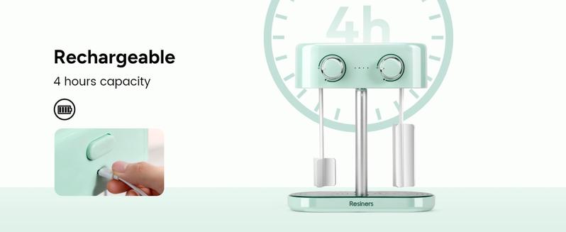 Resiners Dual-Head Resin Mixer（Silicone paddles）, Rechargeable Epoxy Mixer