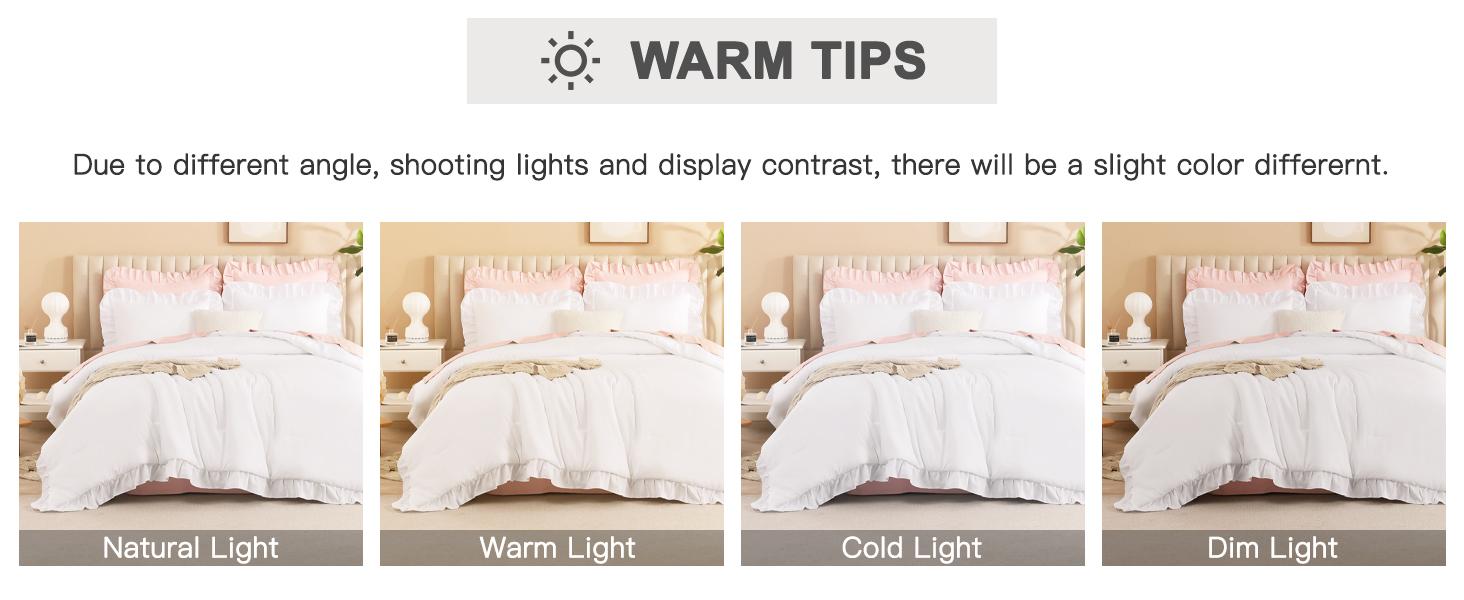 Litanika Ruffled Comforter Set 3pc - Farmhouse Aesthetic Bedding Full/Queen/King/Cal King | Soft Fluffy Microfiber