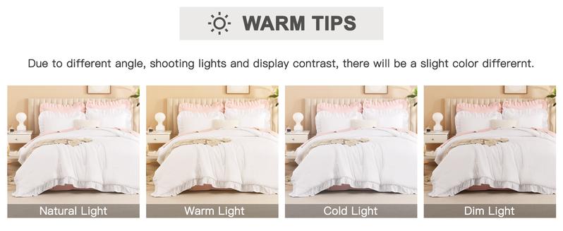 Litanika Ruffled Comforter Set 3pc - Farmhouse Aesthetic Bedding Full/Queen/King/Cal King | Soft Fluffy Microfiber