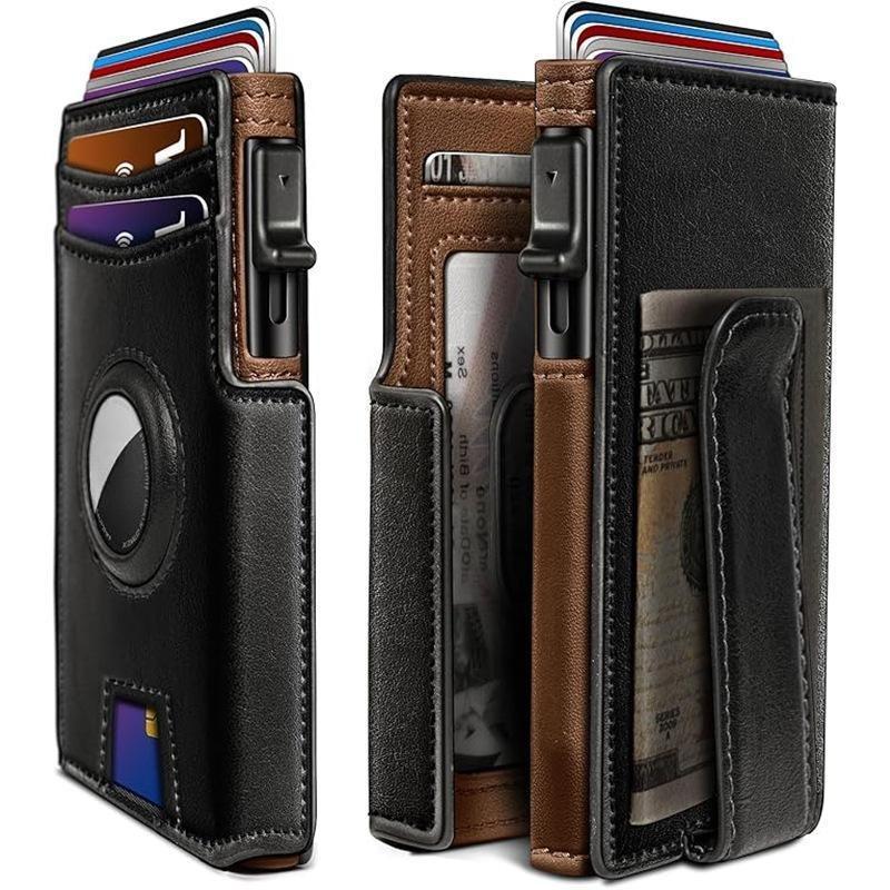 New Airtag Wallet For Men Gigt, Minimalist Money Clip 10 Cards Metal Case Smart Slim Pop Up Wallet With Magnetic Closure RFID Blocking Aluminum Credit Card Holder Bifold Wallet With Gift Box