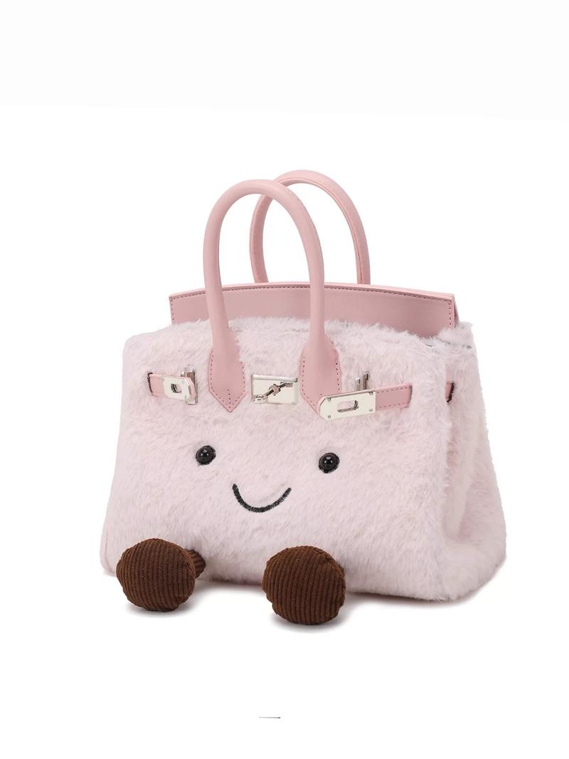 Cute Plush Crossbody Bag for Women, Cartoon Fashion Handbag, Stylish and Cozy Accessory, PU Tote Satchel