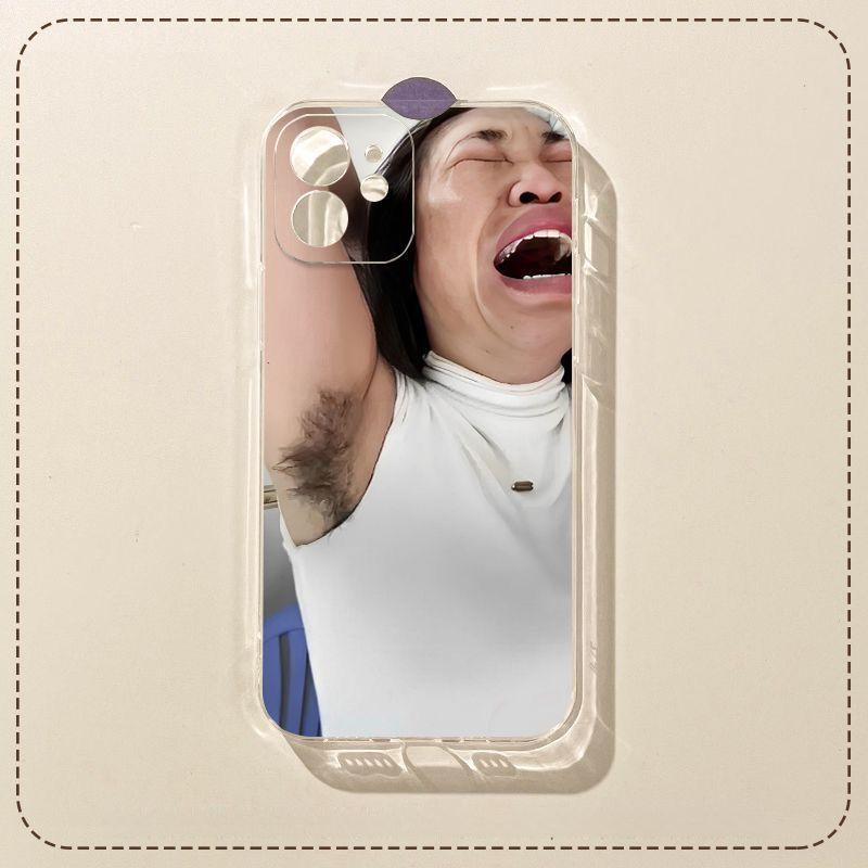 Cartoon Parody "Bearded Uncle in Lolita Outfit" Transparent Phone Case — Cute Protective Cover for iPhone 17, 16, 15, 14, and 13 Series