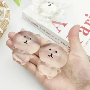 Cute Self Deprecating Bear Squeeze Toy Transparent Kawaii Expression Fidget Toy Squishy Sensory Anti-stress Christmas Gift