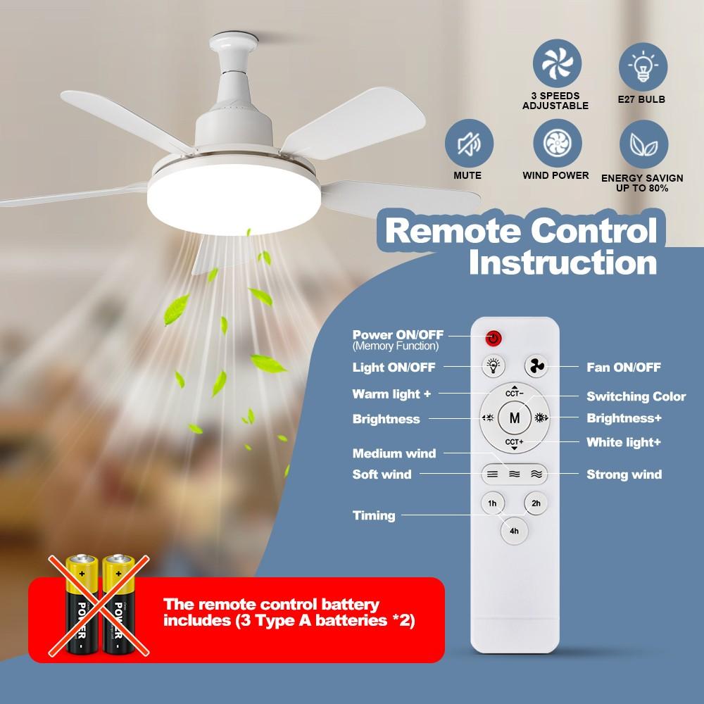 24-Inch Compact Two-In-One Fan Light, Adjustable Brightness, Timer Function, Three Speed Settings, Ideal for Small Living Rooms, Dining Rooms, Workspaces, Bedrooms