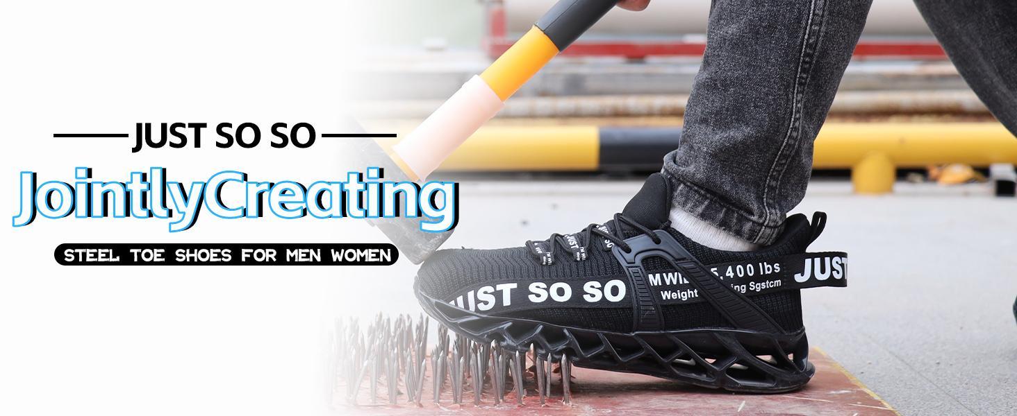 Steel Toe Shoes for Men Women Safety Work Sneakers Lightweight Comfortable Slip Resistant Shoes Footwear Walking Shoes Girl Closed