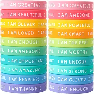 20 Pieces Students Inspirational Wristbands Rubber Bracelets Fun Motivational Wristbands for Kids Students Back to School Gifts