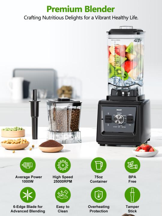 PRASKY Blenders for Kitchen, 3L/102Oz Large Capacity Professional Blender & Grinder Combo - 2-in-1 Powerful Dual-Container Kitchen & Household Appliance, BPA-Free for Smoothies, Ice Crush, Frozen Drinks Home Multifunction Juicer