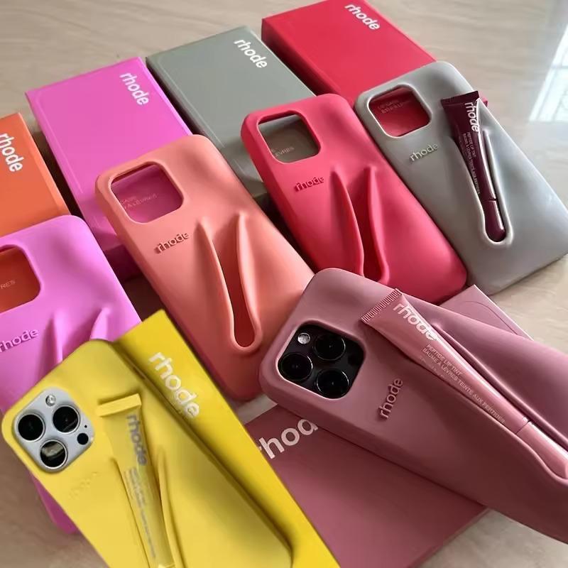 Portable Lipstick Phone Silicone Case, Fits iPhone 17/11/12/13/14/15/16 Pro Max Plus, Soft Shell Lollipop Design, Protective Cover