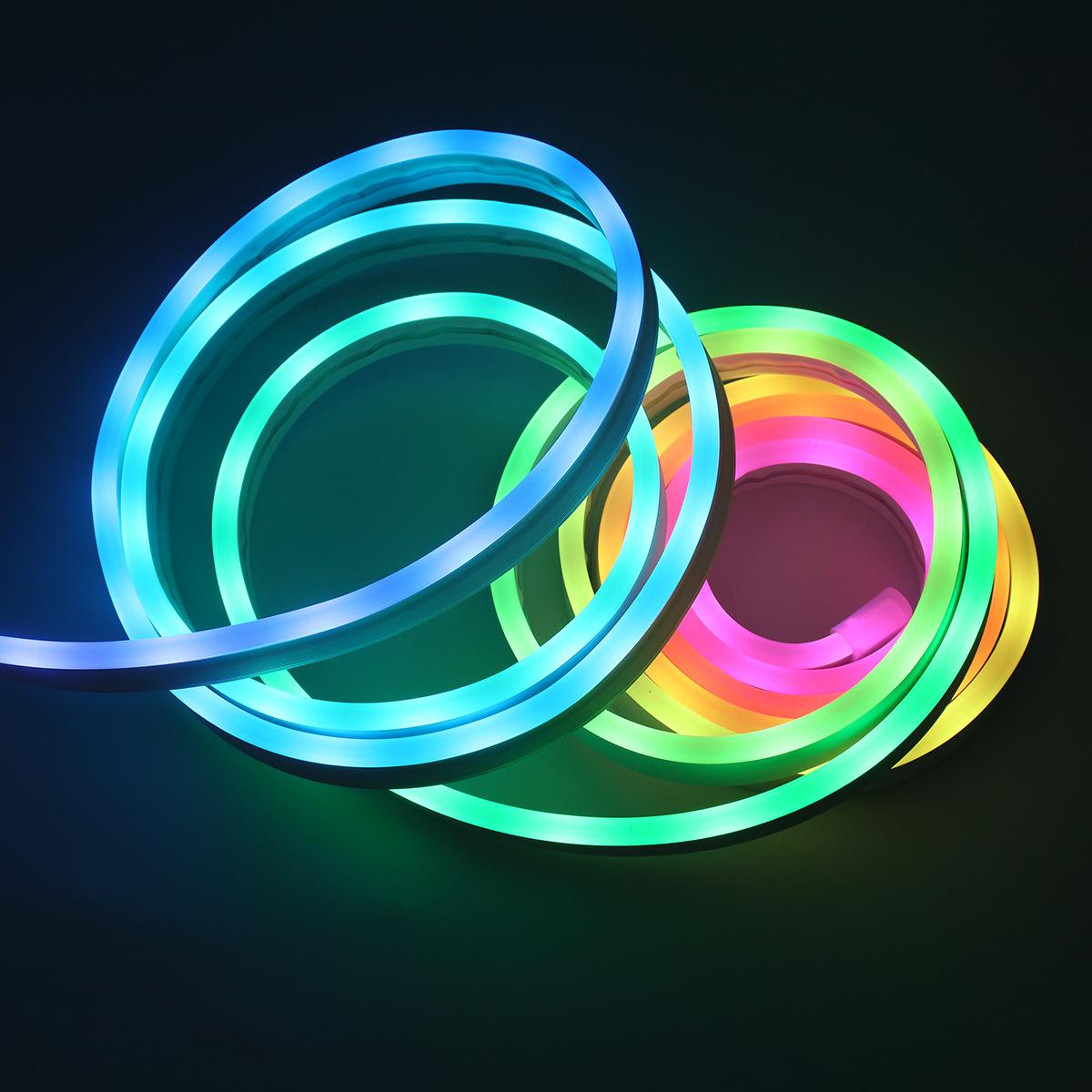 5M/16.4FT LED Neon Rope Lights, RGB Strip Ambient Lighting, Decorative Neon Light, IP67 Waterproof Flexible Rope Light with APP and Remote Control, Dimmable Neon Strip for Gaming Room Living Room Bedroom Indoor Outdoor Decor
