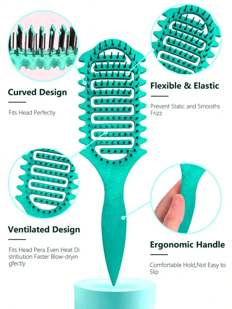 Curl Defining Vented Hair Brush for Curly & Wavy Hair – Detangling, Bounce & Volume Styling Brush with Hollow Design, Flexible Bristles, Gentle on Scalp, Curly Hair Detangler Brush Curl Defining Vented Hair Brush for Curly & Wavy Hair – Detangling, Bounce & Volume Styling Brush with Hollow Design, Flexible Bristles, Gentle on Scalp, Curly Hair Detangler Brush