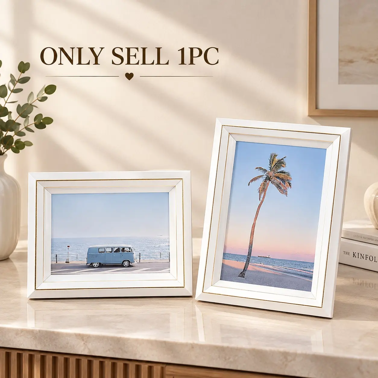Simple Blue Plastic Photo Frame, 5/6 Inch Design, Wall Hanging & Tabletop, Suitable for Bedroom Living Room Decor