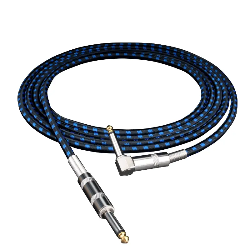 Hhdzi Electric Guitar Noise Reduction Cable, Straight + L-Type 6.35mm Jack, High Shielding, Pure Sound, Stage, Band, Studio Use, Instrument Accessories
