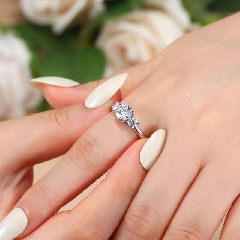 3 Stones All Synthetic Moissanite Ring Elegant Design For Woman Man Anniversary Wedding Engagement 925 Sterling Silver Rings Gift Valentine's Day R014