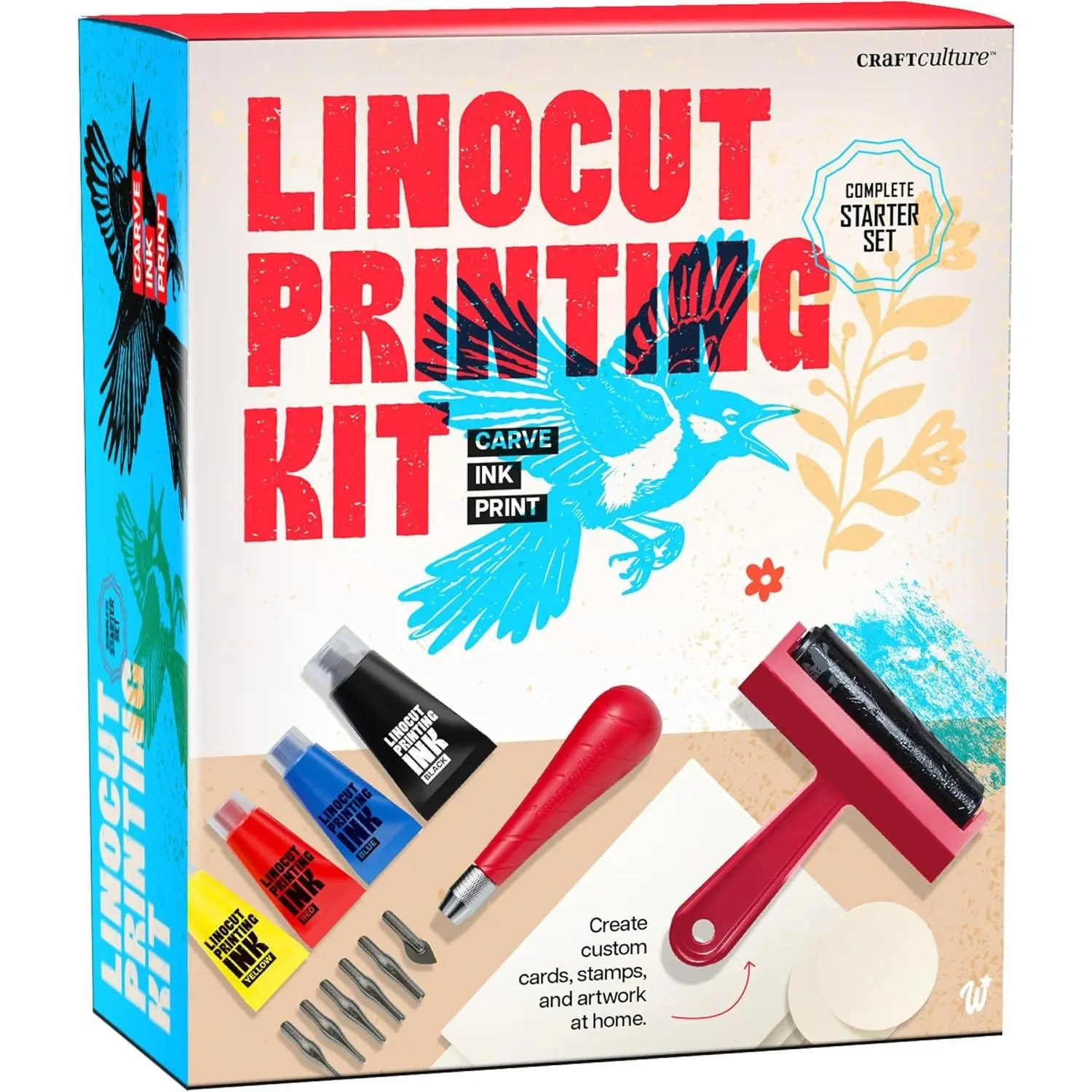 Linocut Printing Kit - Stamp Making Carving Tools - Crafts for Adults - Easter Unique Gifts - Teen Boy Gifts - Birthday Gift Ideas for Women - Hobbies DIY Kits for Adults, Boys, Girls, Women, Men