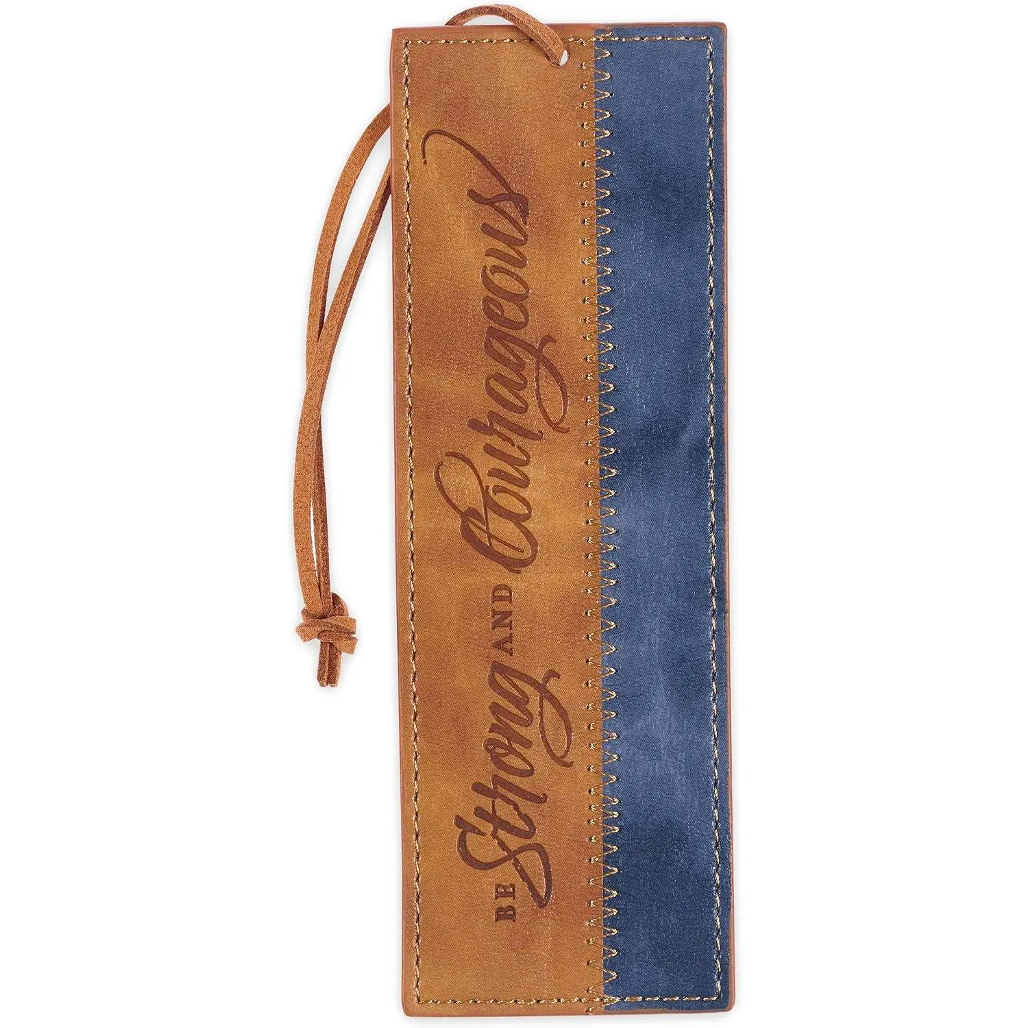 Faux Leather Scripture Bookmark:  and Courageous