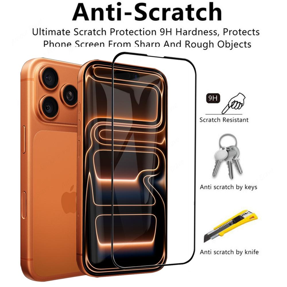 4 Pack Ultra HD 9h Hardness Tempered Glass Screen Protector for iPhone 17 Pro, 17 Pro Max, 17, Air, Anti-Fall Shockproof Scratch Resistant Film Accessories