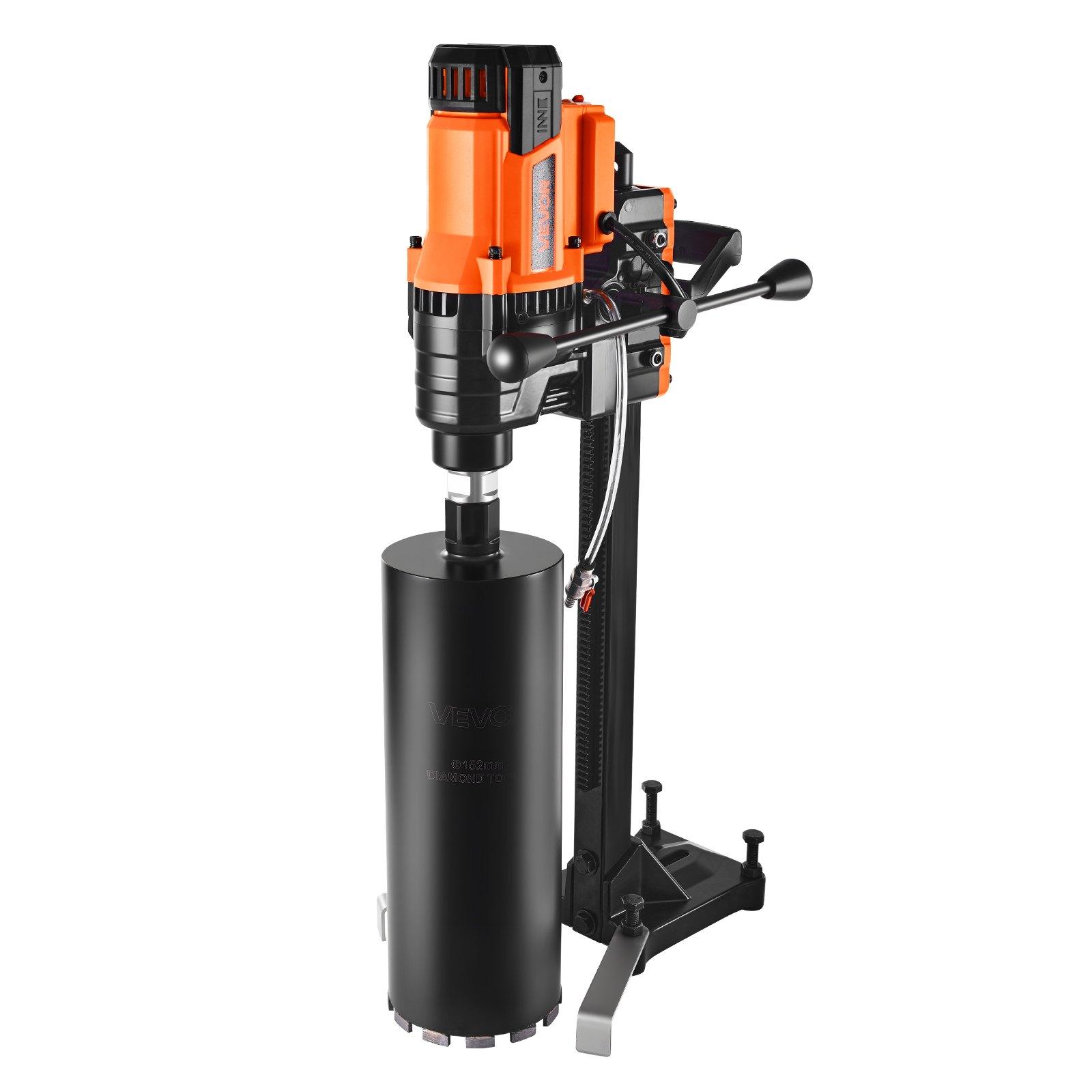VEVOR Diamond Core Drilling Machine, 0.8-8 in Drilling Diameter, Stand-Mount Dry and Wet Concrete Core Drill Rig with 8 Drill Bits, 800 RPM Speed, UNC1 1/4-7 Thread, for Concrete Brick Stone, 3000W