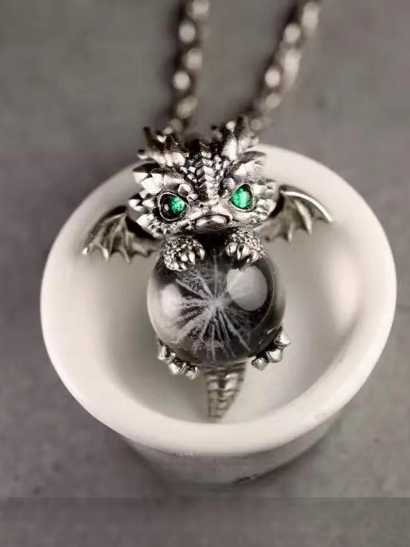 Dragon Year Zodiac Necklace, Retro Birth Year Pendant, Cute Dragon Design, Silver Color Chain, Birthday Gift, Couple Jewelry