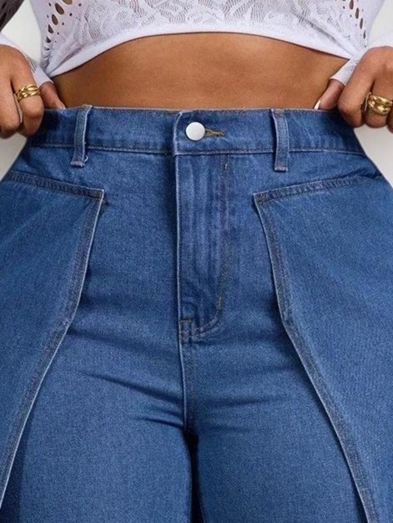 Women's Fashion Denim Jeans, Patchwork Design, Casual Style, Daily Wear, All-Season Women's Plus Size Jeans Women's Fashion Denim Jeans, Patchwork Design, Casual Style, Daily Wear, All-Season Women's Plus Size Jeans