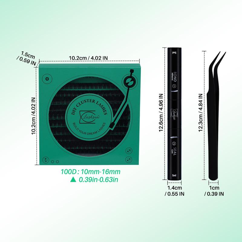 10-16mm Mixed Length D Curl False Eyelashes Kit, 200pcs Wispy Soft and Comfortable False Eyelashes, Long-lasting Lashes Kit with Lash Bond & Seal and Tweezers, Eyelash Extension