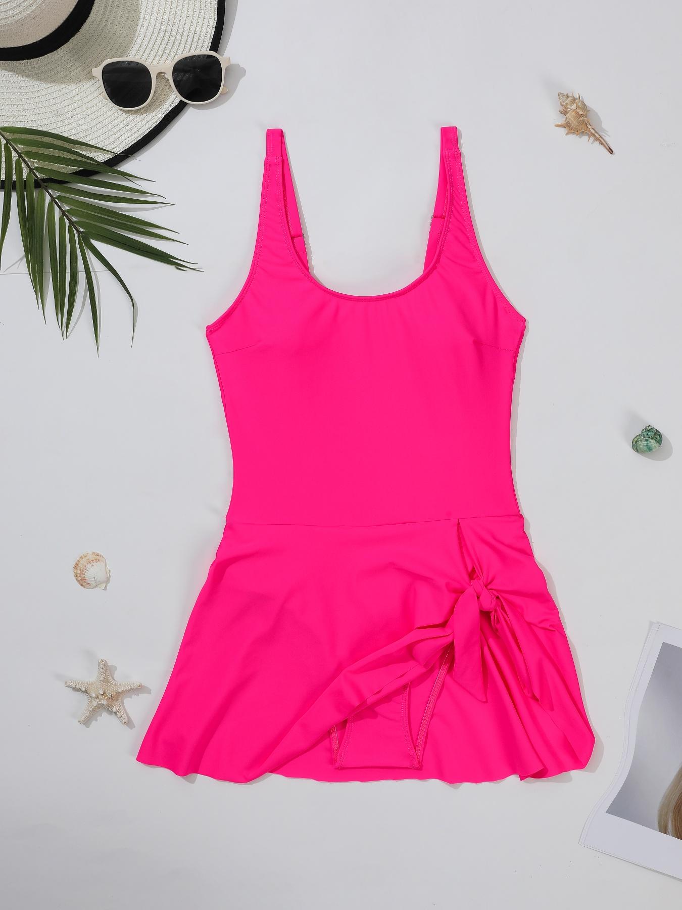 Women's Solid / All Over Print One-piece Swimsuit, One-piece Swimwear, Ladies Summer Swimsuit for Beach Pool, Swimwear Bathing Suit, Trendy Monokini Swimsuit