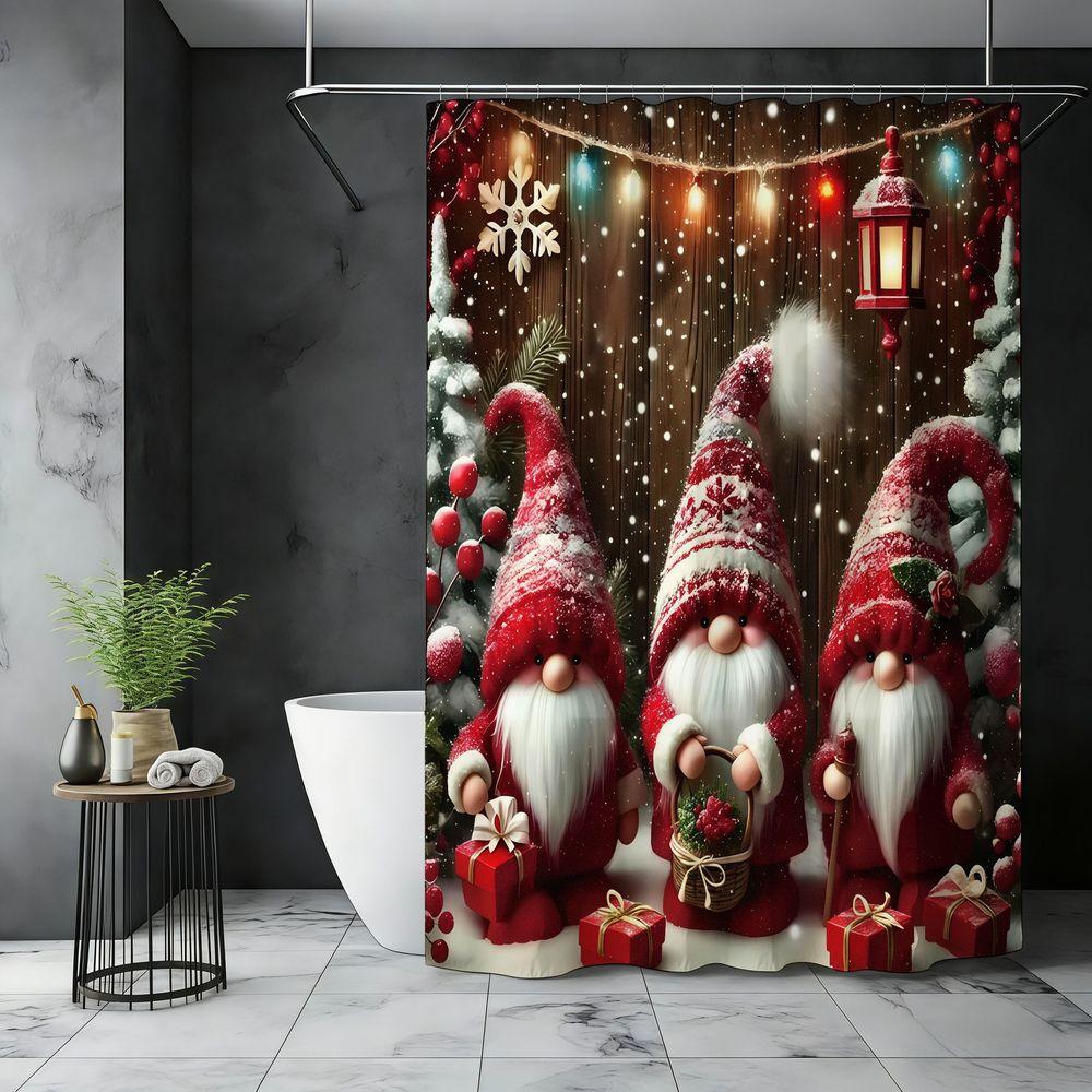 4pcs Cozy Christmas Gnome Bathroom Decor Set, Santa Gnomes Lantern String Lights Snowflake Holiday Print for TikTok Shop Home Styling
