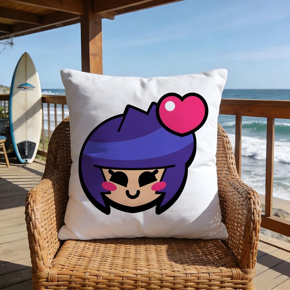 hot game Brawl Stars emoji meme Pillow Case 2026 new style printing Pillowcase Anti-dustmite Invisible zipper silky short plush Sofa cushion cover polyester microfiber queen king bed home