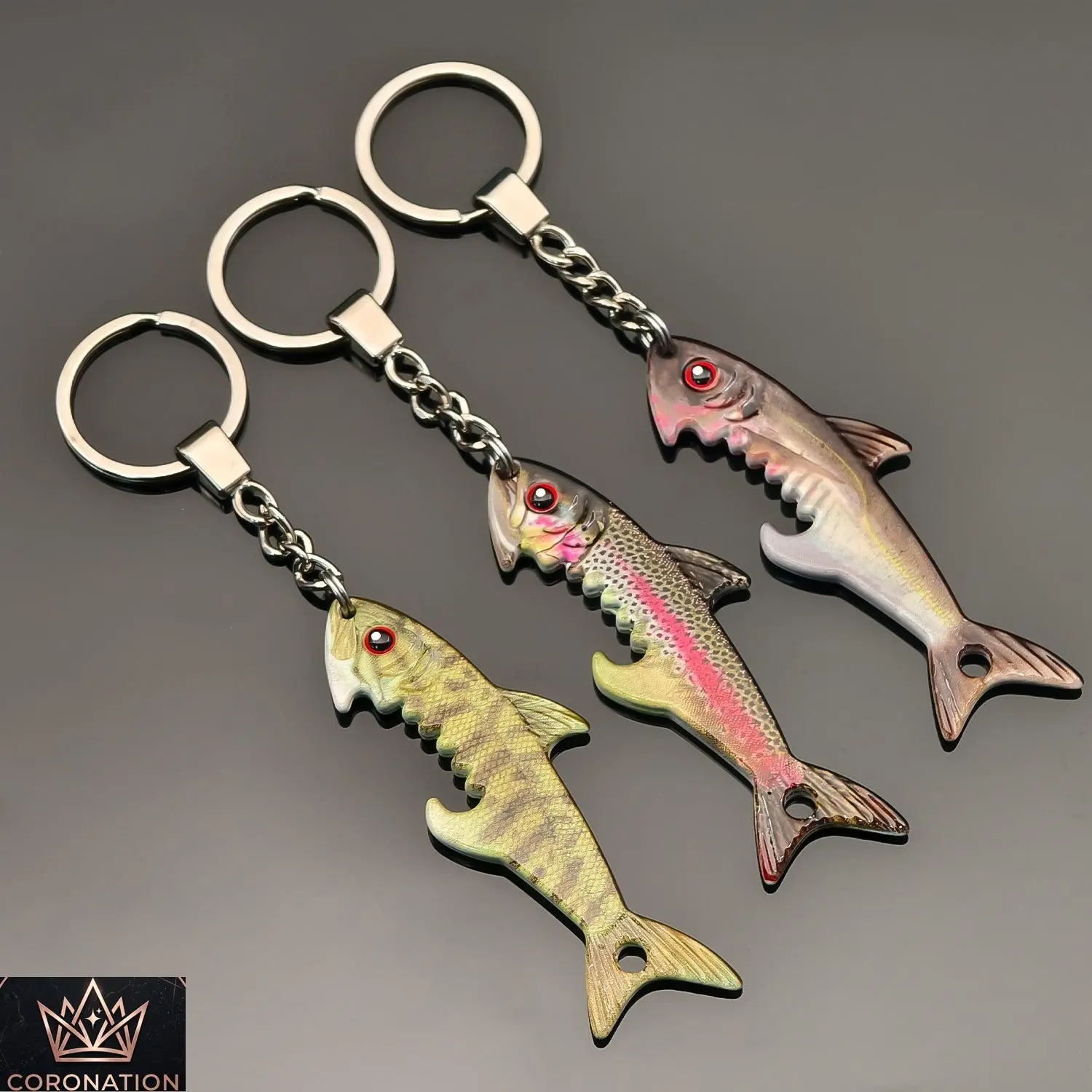 Rainbow Trout Bottle Opener Keychain, Viral Aesthetic Fish Keychain, Durable Metal EDC Fishing Accessory, Fish Shaped Beer Opener, Camping & Lake Trip Essential, Cool Gift for Fishermen, Dad, Husband, Outdoor Lovers