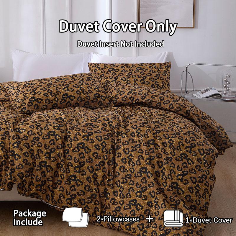 Extra Large Leopard Print Bedding Set, 3-Piece Polyester Comforter and Pillowcases, Modern Style Bedding for All Seasons
