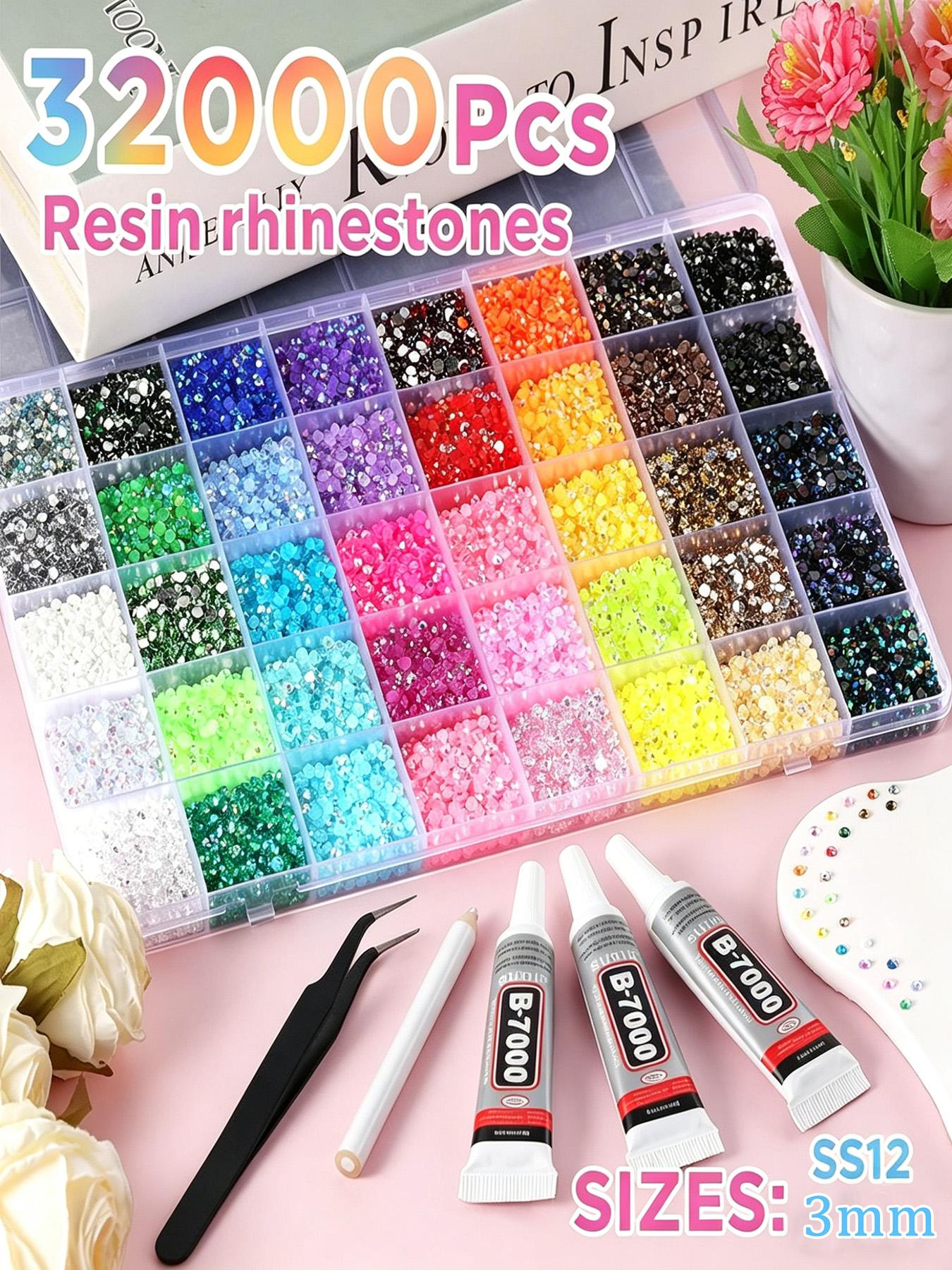 24 Grid 24000pcs Candy Resin Rhinestones, 3mm Ab Color Flat Back Jelly Water Drills, DIY Jewelry, Nail Art, Phone Decorations