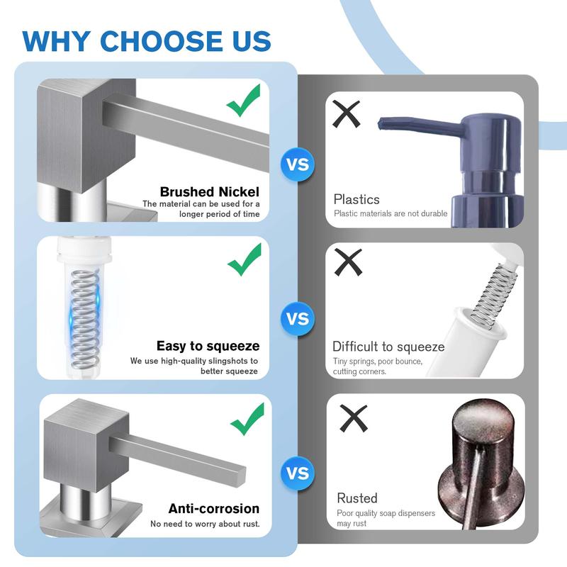 Kitchen Hack - Sink Soap Dispenser Tube Kit, with 47" Tube Hose and Check Valve for Prevent Backflow for Countertop Dispensador De Jabon de Cocina Kitchen Sink Accessories Home Goods Water White Silicone Bottle Container Installation Pump Outdoorfun