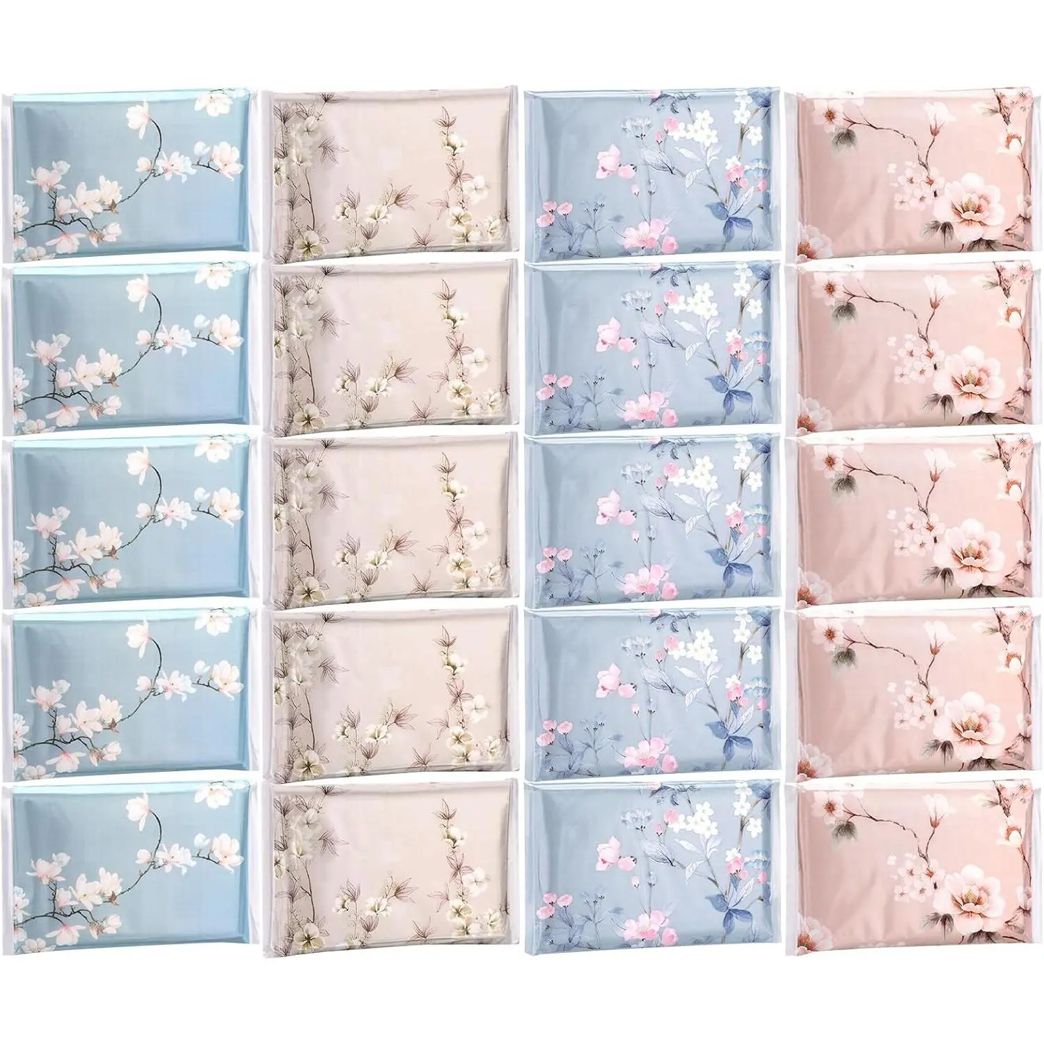 24 Packs Travel Size 3 Ply Pocket Slim Facial Tissue Wallet Size Tissues 10 Sheets Each 4 Flower Styles for Travel Wedding Party Favors