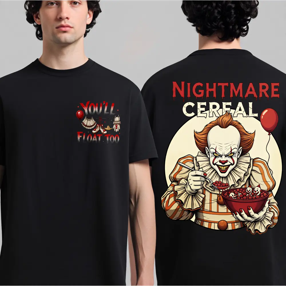 You'll Float Too T-shirt, Horror Clown Halloween Sublimation T-shirt, Spooky Season T-shirt, Pennywise Costume Laundry T-shirt