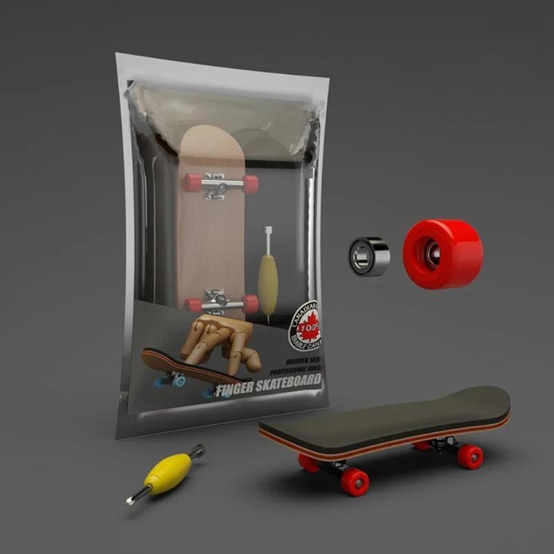 Finger Skateboard Wooden Fingerboard Toy, Professional Stents Fingers Skate Set, Novelty Children Christmas Gift, 1set