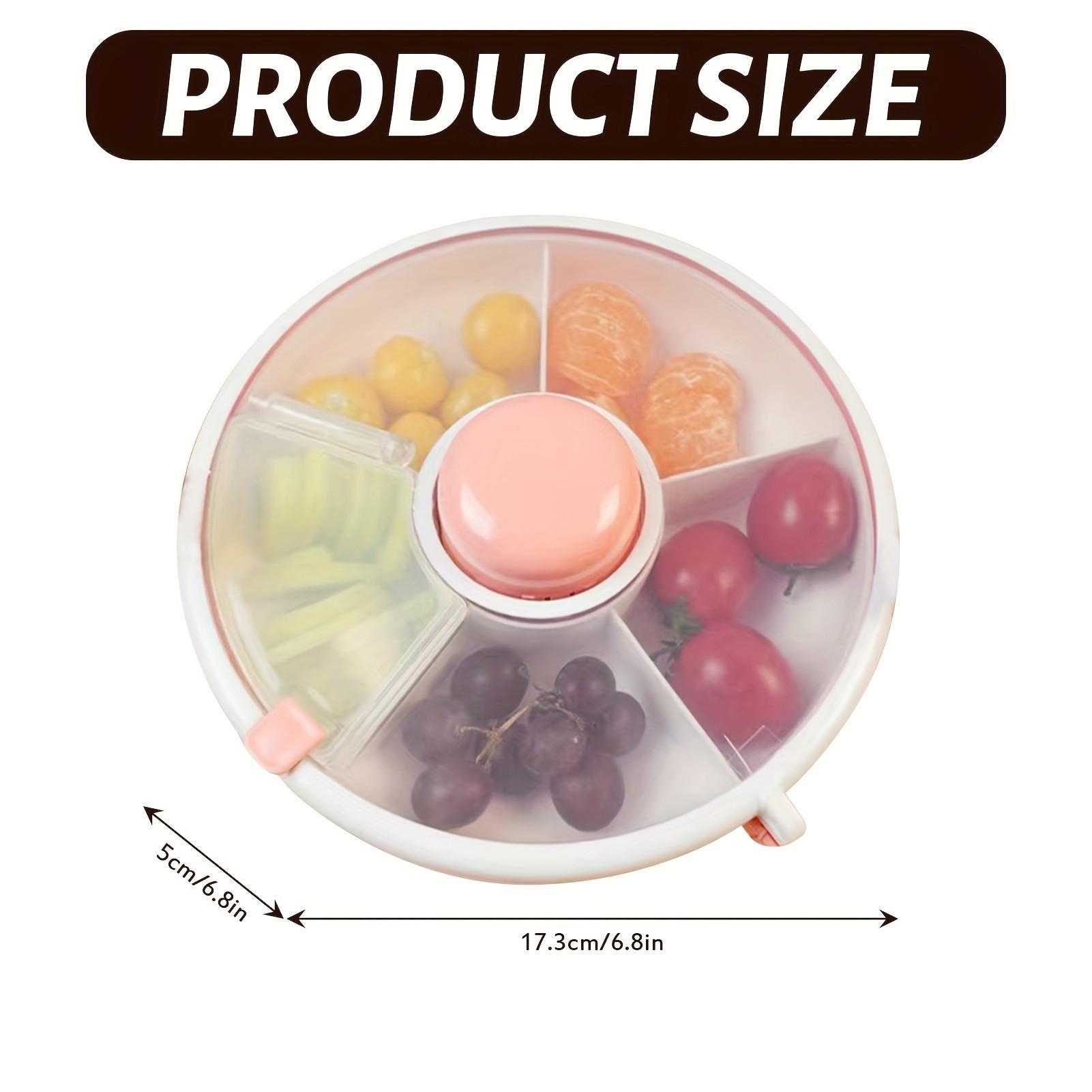 Portable Snack Rotating Fruit Tray, Snack Rotating Container with Lid, 5 Compartment Snack Storage Box, Convenient Food Organizer, Fruit Storage Containers