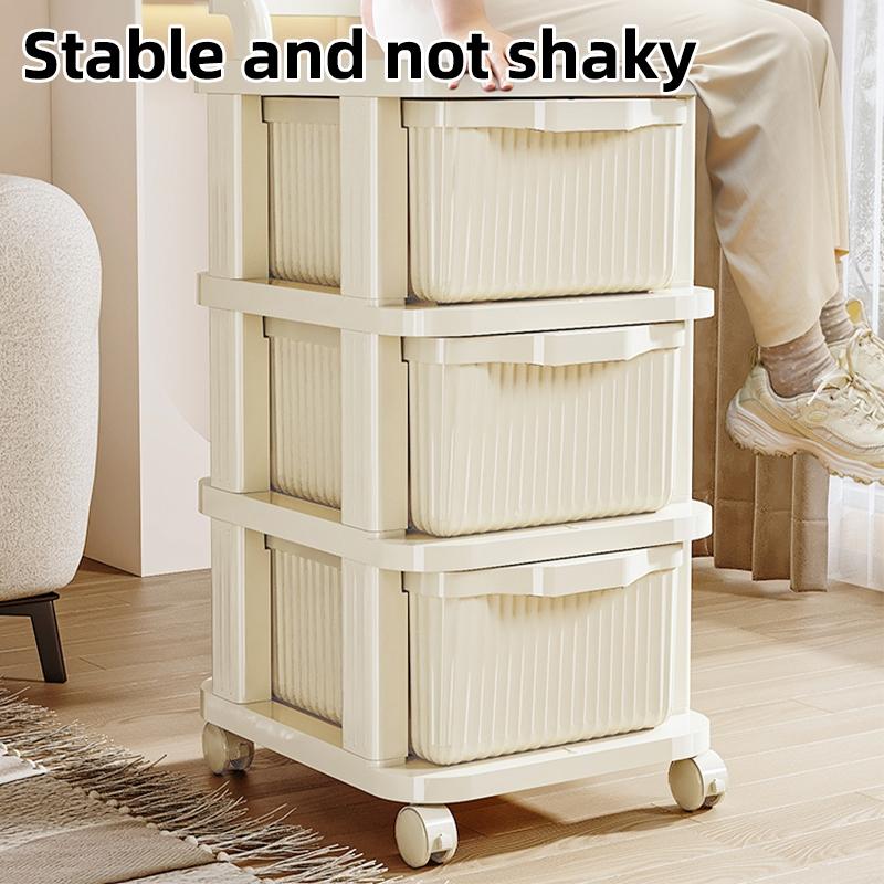 3/4 Layer Rolling Storage Cart, Mobile Organizer Cabinet on Wheels with Brakes, Multi-functional large capacity storage cabinet, Living Room Storage, Suitable for all rooms
