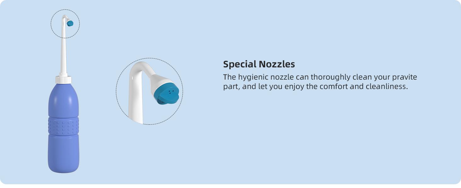 Hibbent Portable Bidet Sprayer and Travel Bidet with Hand Held Bidet Bottle for Personal Cleansing Use Extended Nozzle - Personal Hygiene Care Toilet Bidet Shower/Bathroom Bidet Spray -21.8oz(620ml) Handheld