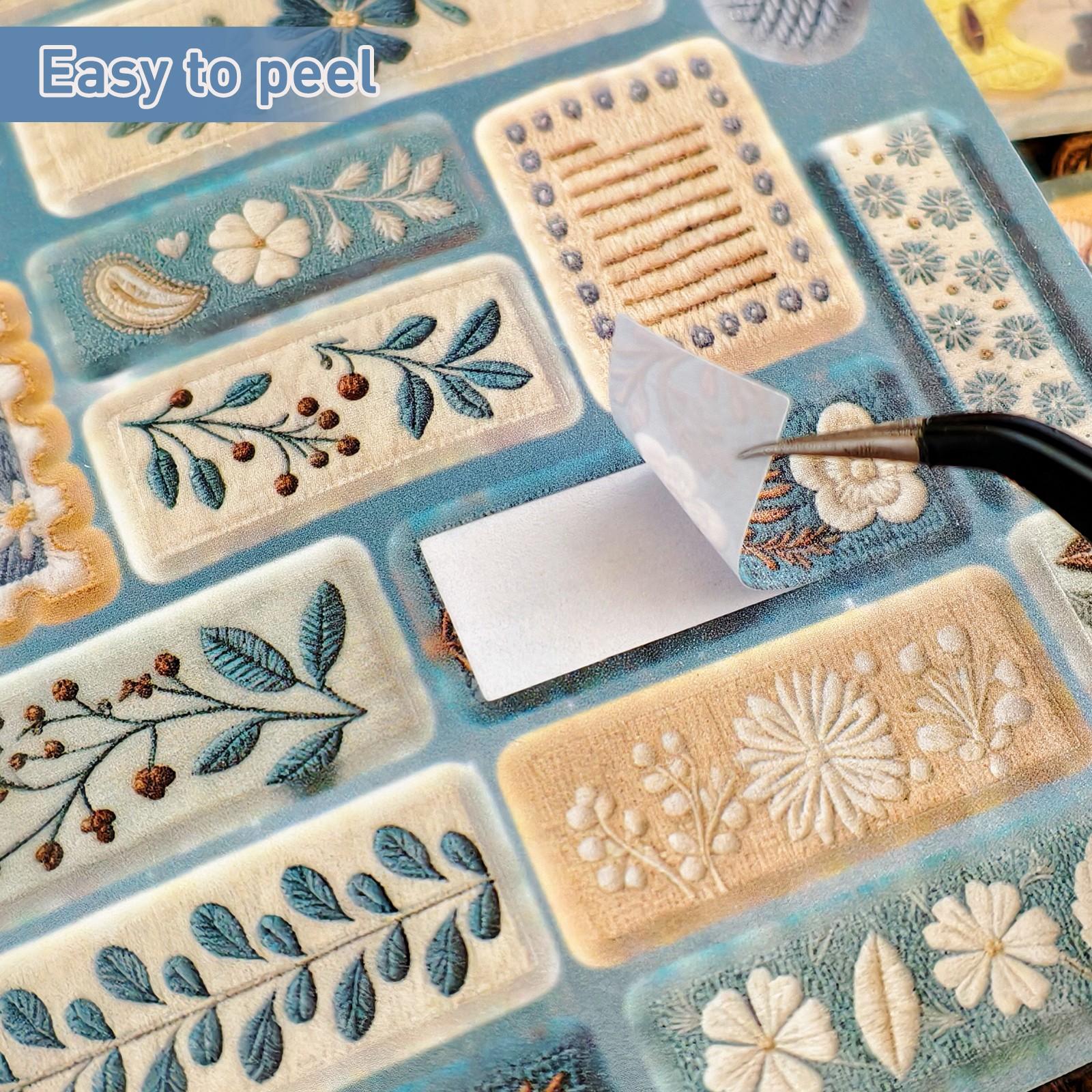 Vintage Cute Embroidered Sticker Set, Decorative Stickers, 680 Pieces, Perfect for Adult Use, Ideal for Sticker Records and Scrapbooking, Handmade, Random Covers, Vintage Versatile