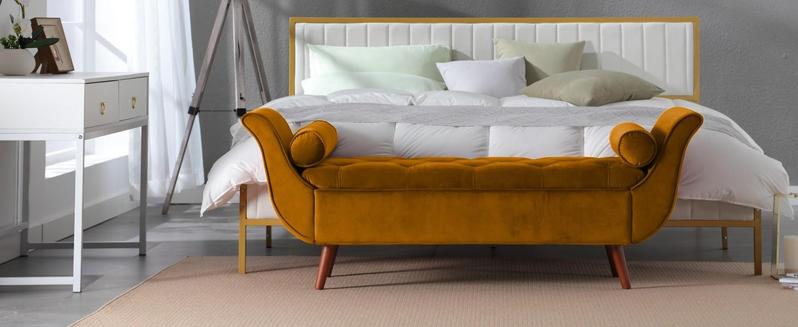 SZLIZCCC Velvet Storage Ottoman, 65" Long King Rolled Arm Bedroom End of Bed Bench, Bedroom Bench with Storage,Bedroom,Entryway, Living Room (Beige)