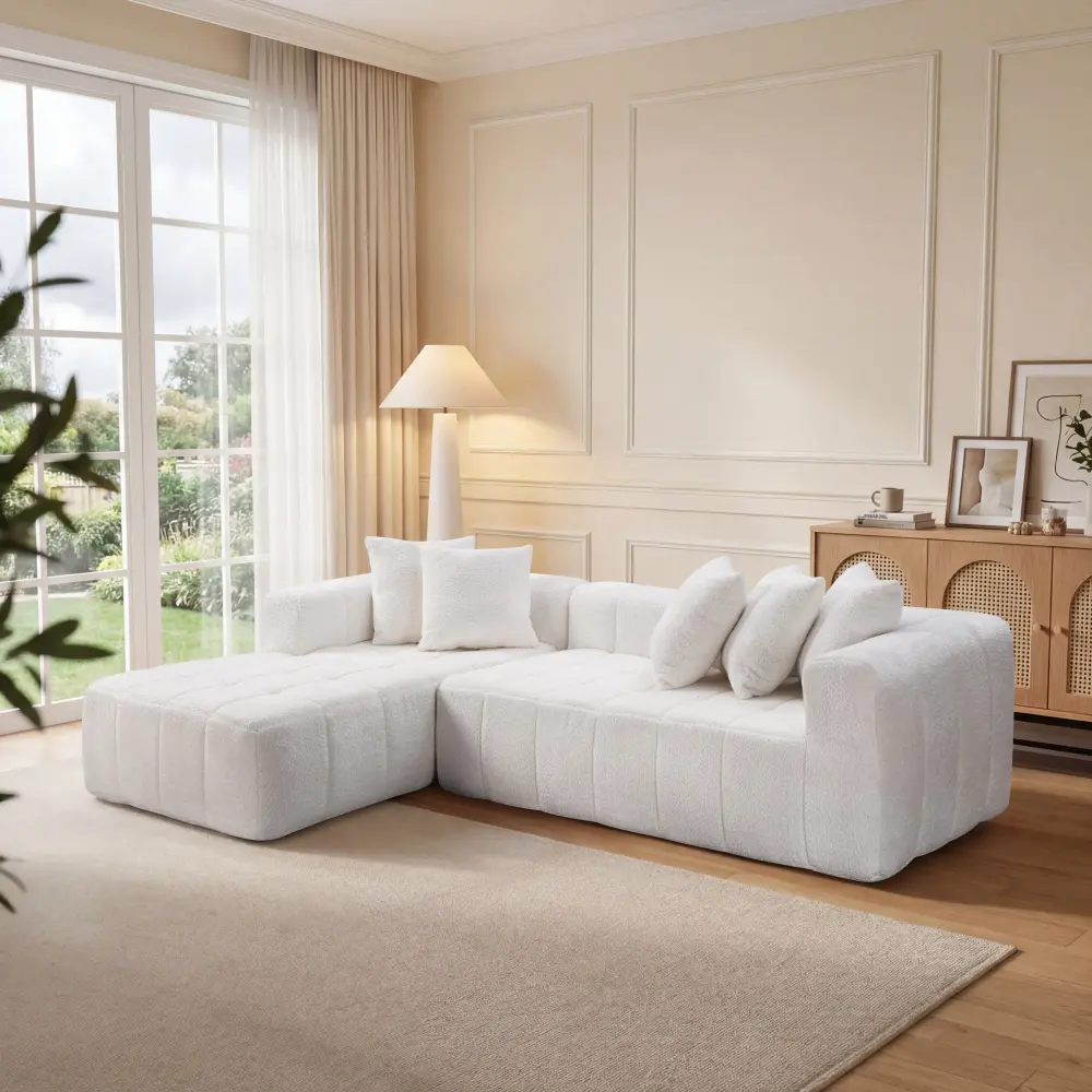 107.9-Inch Cloud Modular Sectional Sofa Couch with L-Shape Chaise, 4-Seat Deep Seat Corner Couch, Modern Minimalist Upholstered Low-Profile Sofa for Living Room or Bedroom, No Assembly Required