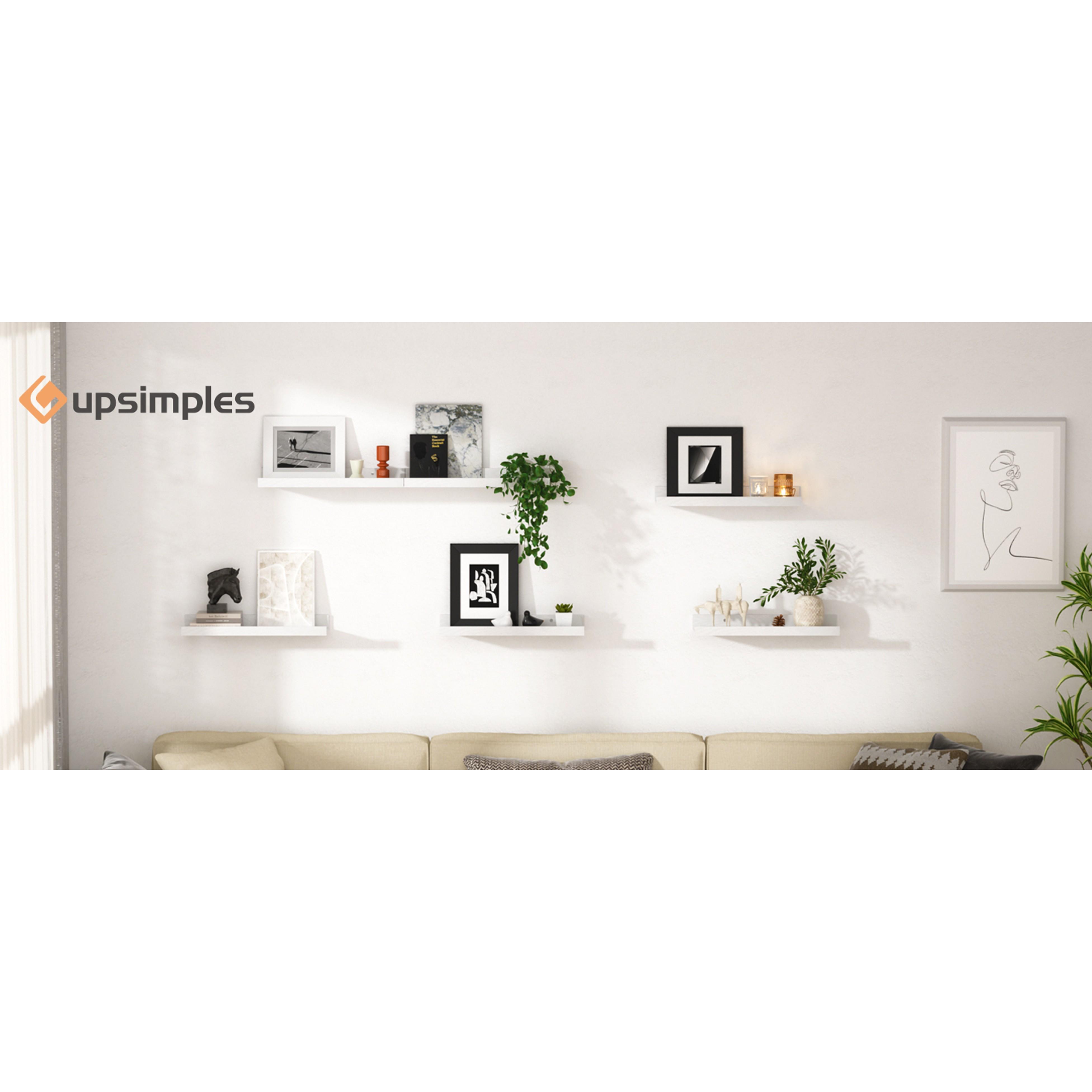 Floating Shelves for Wall, Wall Shelves for Decor Storage Set of 6, Wall Mounted Wood Shelf for Bedroom, Living Room, Bathroom, Kitchen, Picture Ledge Shelf, White Floating Shelves for Wall, Wall Shelves for Decor Storage Set of 6, Wall Mounted Wood Shelf for Bedroom, Living Room, Bathroom, Kitchen, Picture Ledge Shelf, White