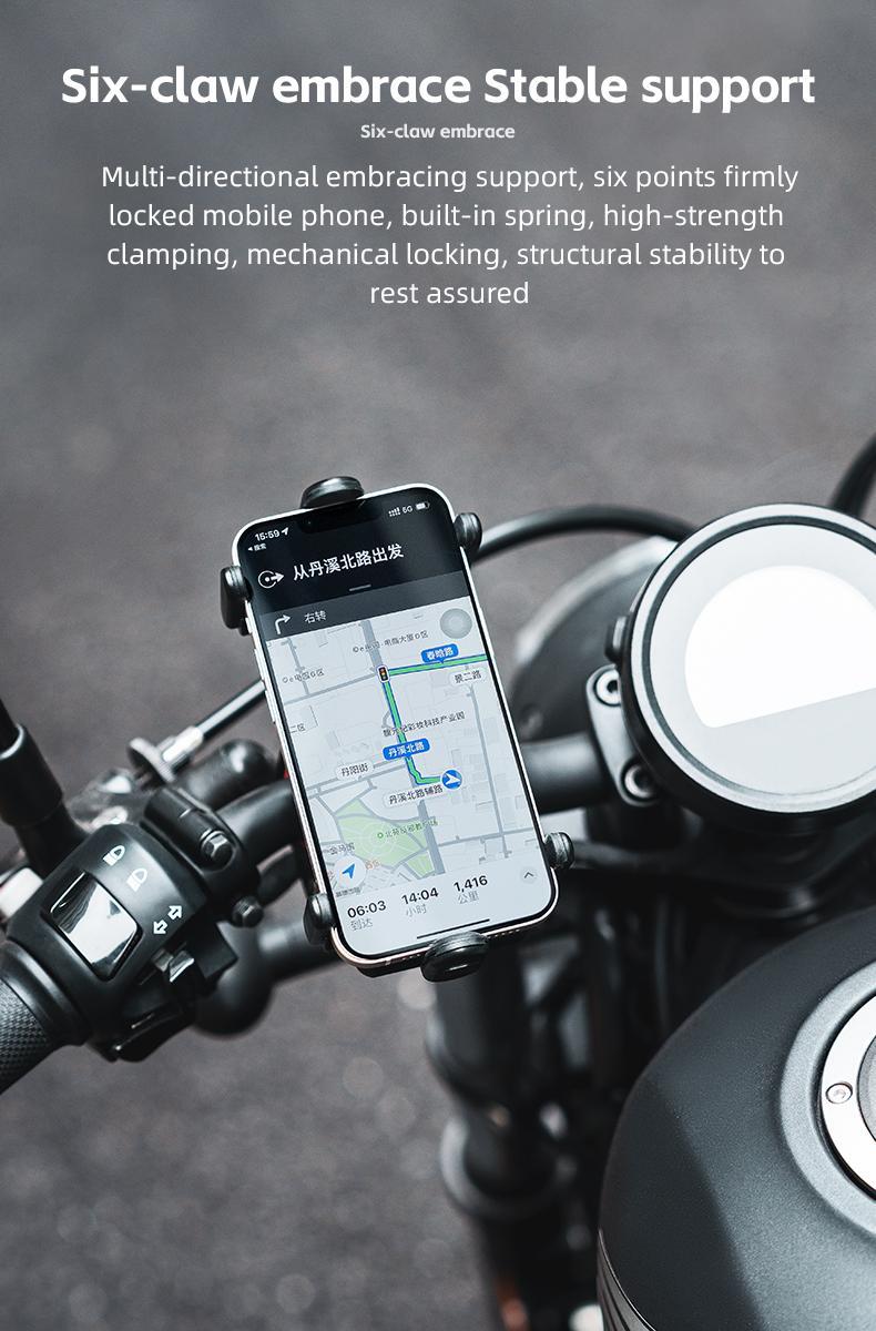 ROCKBROS Bike Phone Holder- Adjustable Motorcycle Phone Mount Handlebar Clip for Bicycle Scooter, Cell Phone Clamp for 4.1" - 6.7" Smartphones iPhone 14 Plus/Pro Max, 13 Pro Max, S9, S10 and More