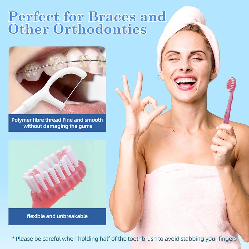 26 PCS 5-in-1 Mini Brushes Disposable Toothbrushes with Toothpaste and Pick, Individually Wrapped, Portable On The Go Toothbrush for Work Travel - 4 Flavors