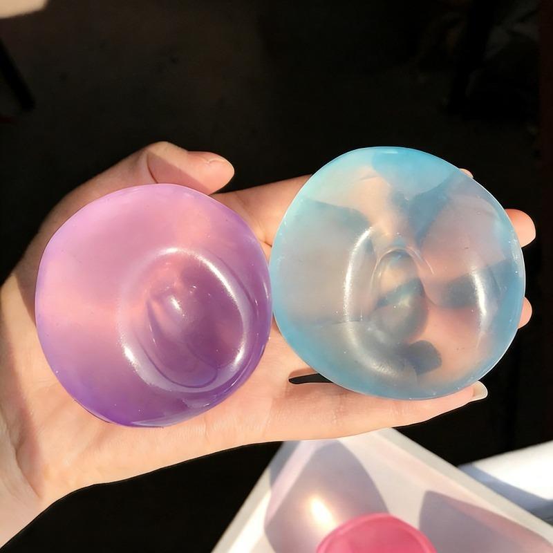 Transparent Squishy Plastic Mochi Fidget Toys with Coconut Oil & Maltose, Anti-Stress Sensory Squeeze Toys, Stress Ball Party Gifts for Adults
