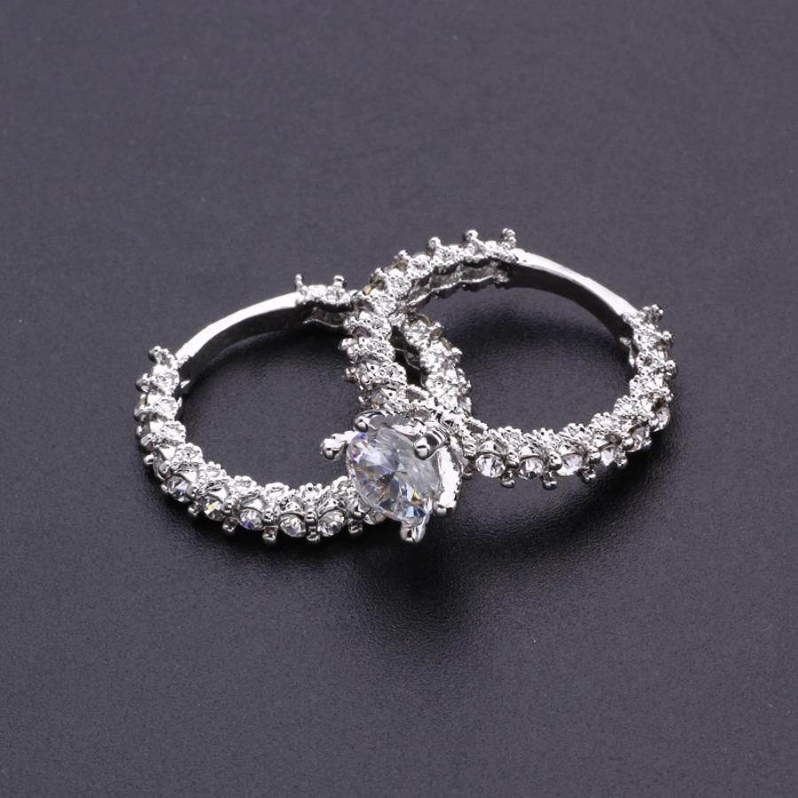 Flash diamond round engagement set ring, exquisite flash diamond closed double ring